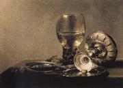 Museums national style life with Romer and silver shell Pieter Claesz